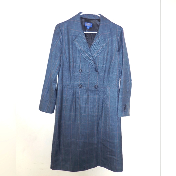 Pendleton Vintage 100% Virgin Wool Grey Plaid‎ Double-Breasted Women's Coat 12 - Picture 1 of 6